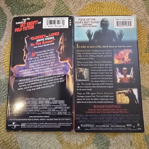 Jennifer Lopez VHS Movie Lot - Out of Sight & The Cell - Picture 2 of 2